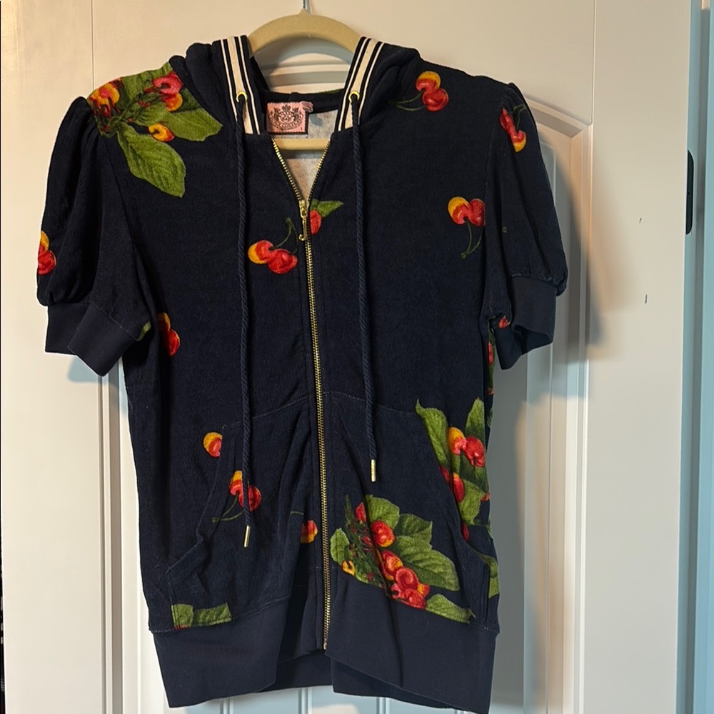 Juicy Couture Navy Hoodie with Cherry Print